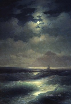 sea view by moonlight 1878 Romantic Ivan Aivazovsky Russian Oil Paintings